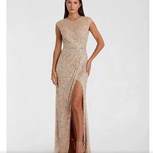 Mac Duggal embellished illusion evening gown